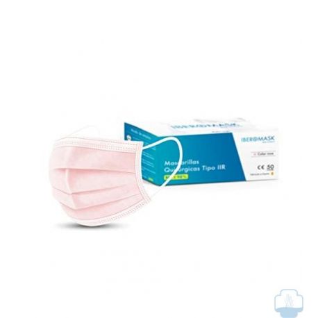 Mascarillas quirúrgicas tipo IIR color rosa. Caja 50 unidades
