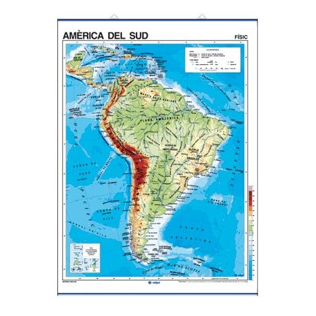 Mapa mural fisicopolític 900x1180 mm. Amèrica del Sud