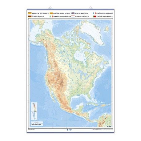 Mapa mural mudo rotulable 1000x1400 mm. Norteamérica