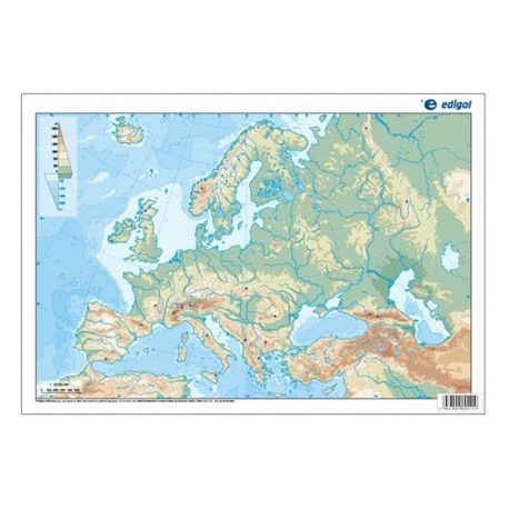 Mapes muts colors 330x230 mm. Europa física. Bloc 50 unitats