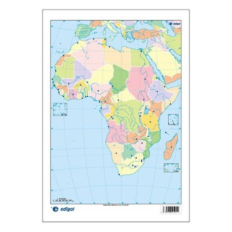 Mapes muts colors 230x330 mm. Àfrica política. Bloc 50 unitats