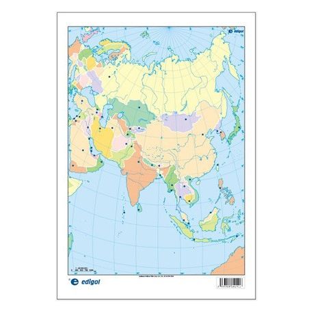 Mapes muts colors 230x330 mm. Àsia política. Bloc 50 unitats