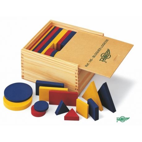 Bloques lógicos madera 40-80 mm. Caja 48 piezas