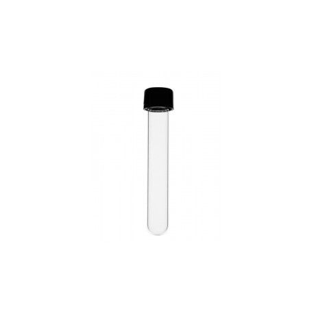 Tubo ensayo vidrio borosilicato tapón rosca plástico PP. Tamaño 13x100 mm (7 ml)