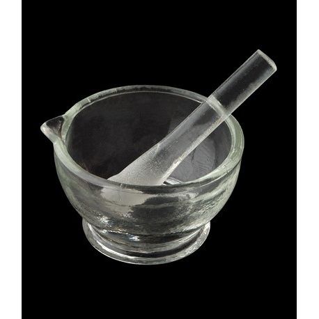 Mortero vidrio con pico y mano. Medidas 40x60 mm (90 ml)