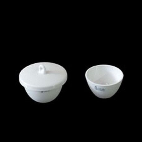 Crisol porcelana forma baja con tapa. Medidas 27x47 mm (25 ml)