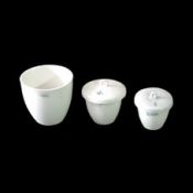 Crisol porcelana forma media con tapa. Tamaño 30x35 mm (15 ml)