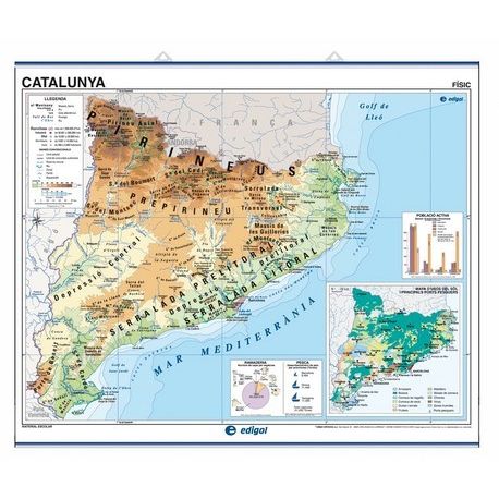 Mapa mural fisicopolític 970x1070 mm. Catalunya