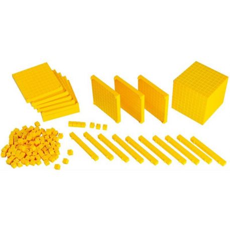 Bloques multibase plástico base 10. Caja 121 piezas