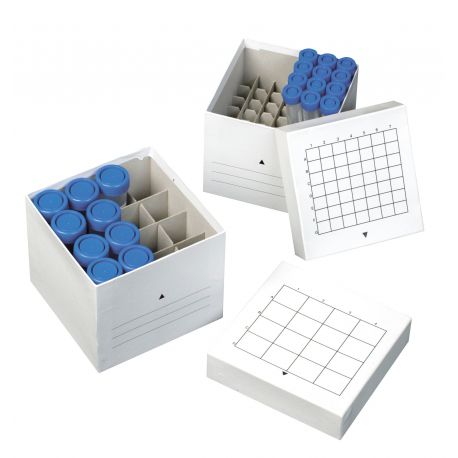 Caja cartón congelable criotubos CBOX-100. Capacidad 100x2 ml