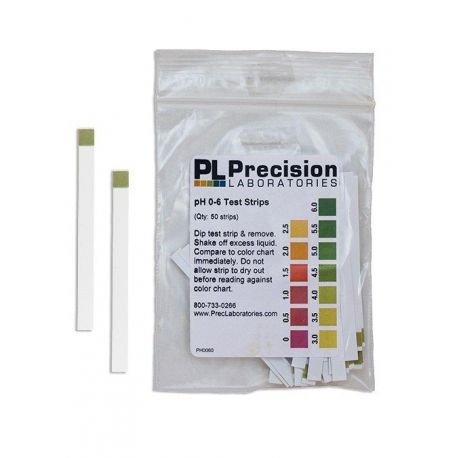 Tiras indicadoras plástico pH 0-6 (0'5 pH) PH-0060-1. Bolsa 50 unidades