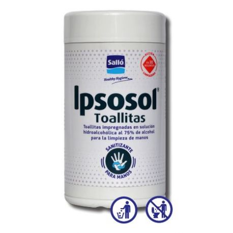 Tovalloletes hidroalcohòliques antisèptiques Ipsosol. Pot 80 unitats