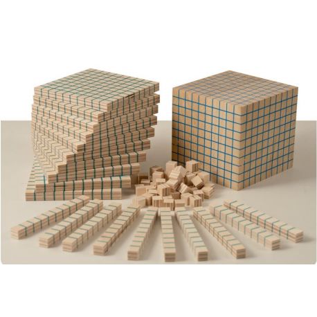 Bloques multibase madera base 10. Caja 121 piezas